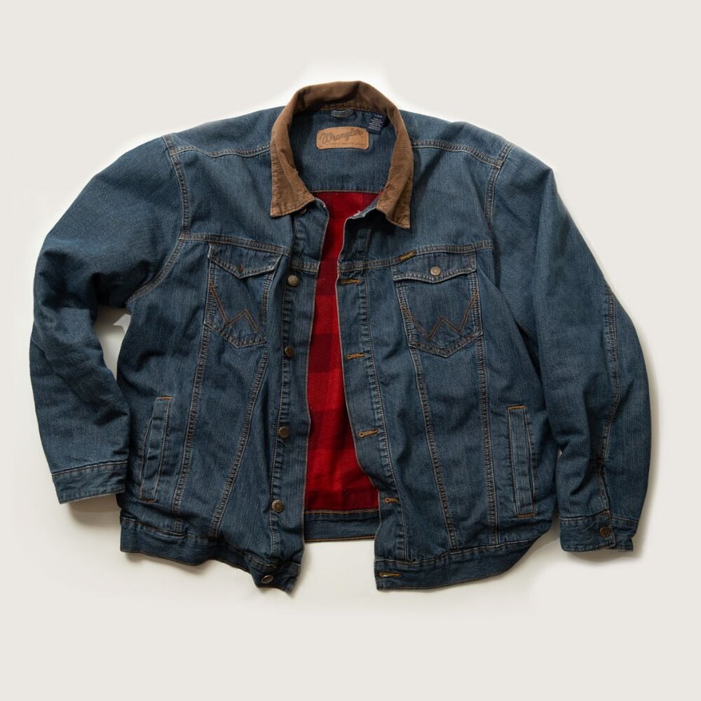 Wrangler Men's Denim Jacket blanket lined corduroy collar size L/XL
